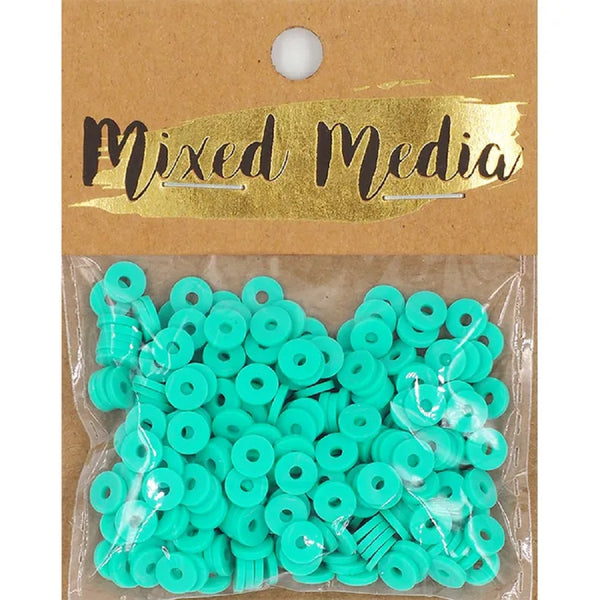 Bright Greeny Blue Poly Clay Heishi Beads